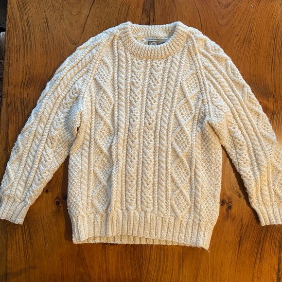 Aran Sweater Market Irish Wool Knit Crew Neck Sweater